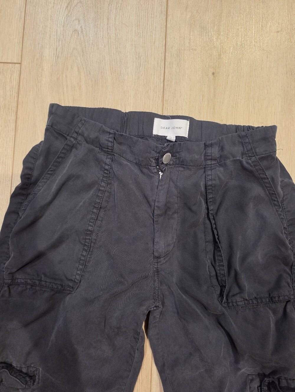 Dear John Black Cargo Pants Women's Small Utility Parachute Jogger Tencel - Picture 3 of 7